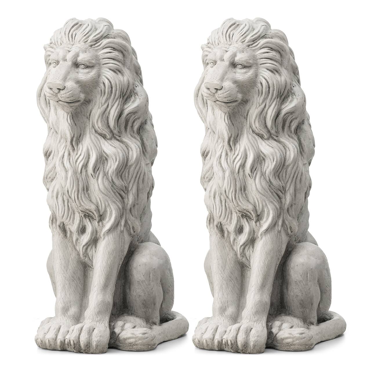 Glitzhome® 27.75" MGO Guardian Sitting Lion Garden Statue
